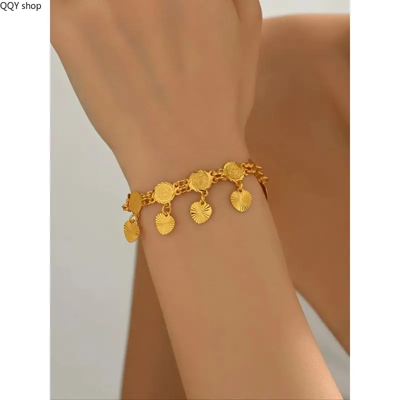 Women's Coin Design Bracelet - Boho Chic Dainty Sports Wristband, Minimalist Vintage Chain Bangle, Layerable Exquisite Accessories for Women, Trendy Casual & Party Wear