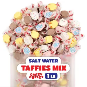 Salt Water Taffy Candy Mix - 1 Pound Bag - Assorted Chewy Candy Individually Wrapped - Chocolate, Banana, Frosted Cupcake, Cotton Candy Flavors - Old Fashioned Taffies