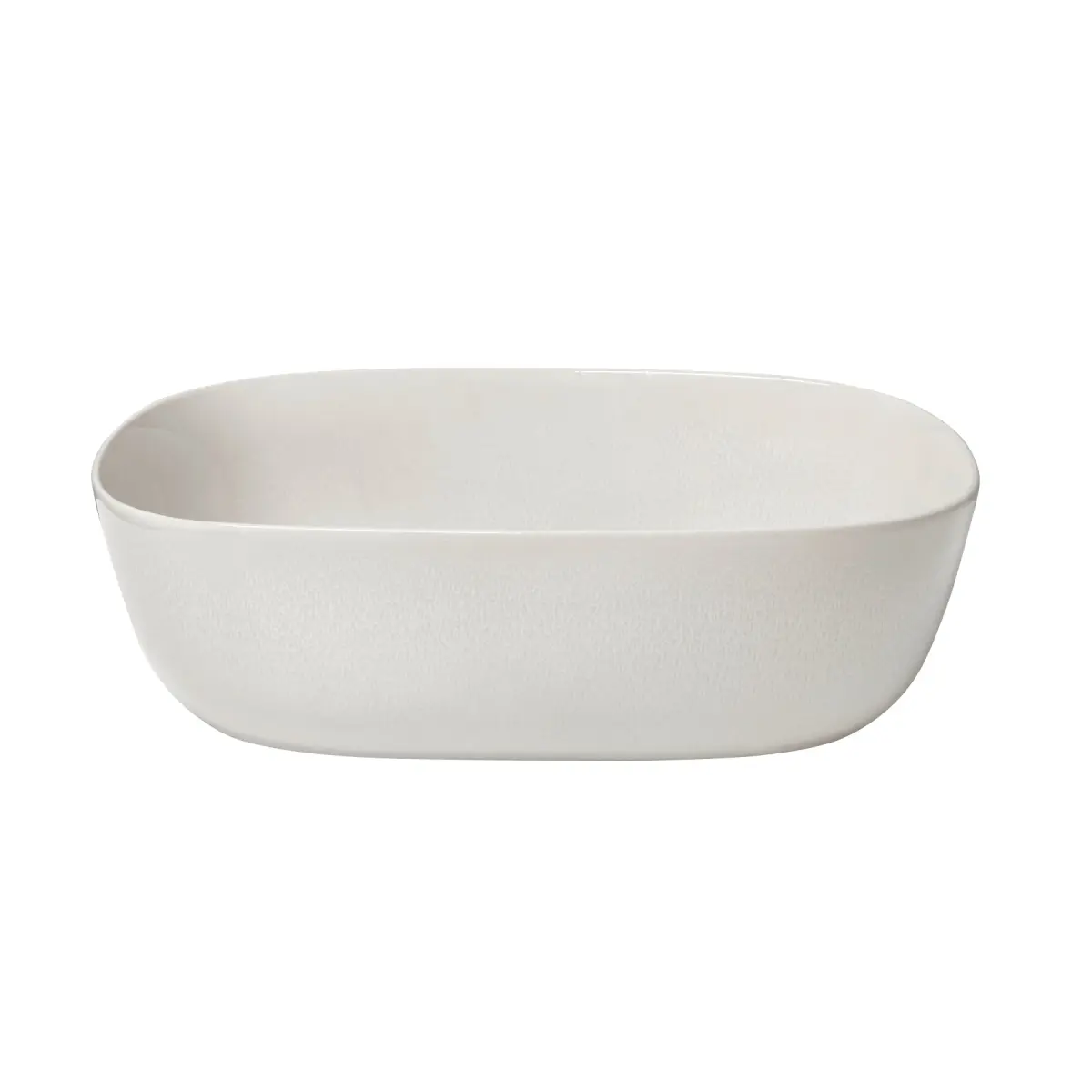 Blomus 64769 VAHLO Glossy Ceramic Shallow Serving Bowl - Moonbeam & Beige, Large Kitchen Tableware
