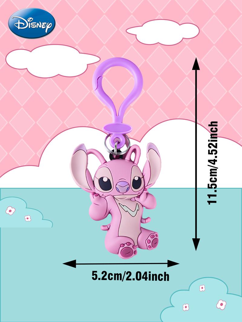 Disney Angel PVC Keychain 1PC Official License Cute Animal Bag Clip Charms Anime Figure Collector Keyring Backpack Decor Durable PVC Soft Rubber Gift