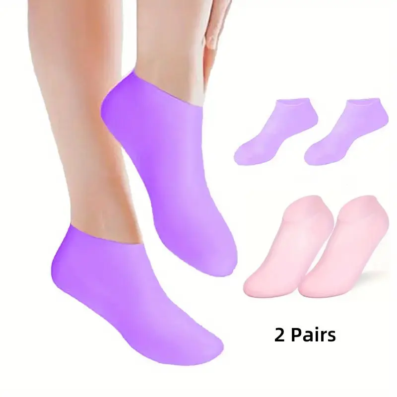 Silicone Moisturizing Foot Socks, 2 Pairs Anti-cracking Intensive Foot Care Socks, Foot Skin Hydrating Socks for Women & Men, Feet Mask, Foot Care Product
