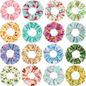 16 Pieces Cute Hair Scrunchies Kawaii Colorful Cute Unicorn Rainbow Mermaid Dog Printing Scrunchy Ponytail Holder Hair Ties Accessories for Women and Girls