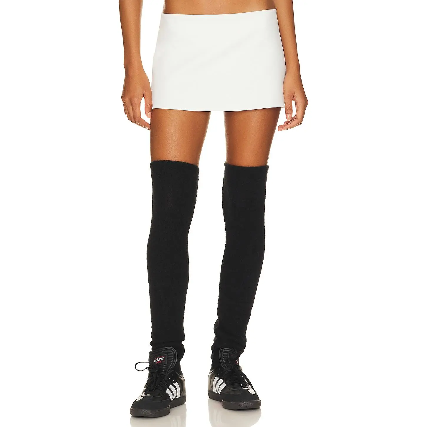GUIZIO Micro Mini Stretch Skirt in White