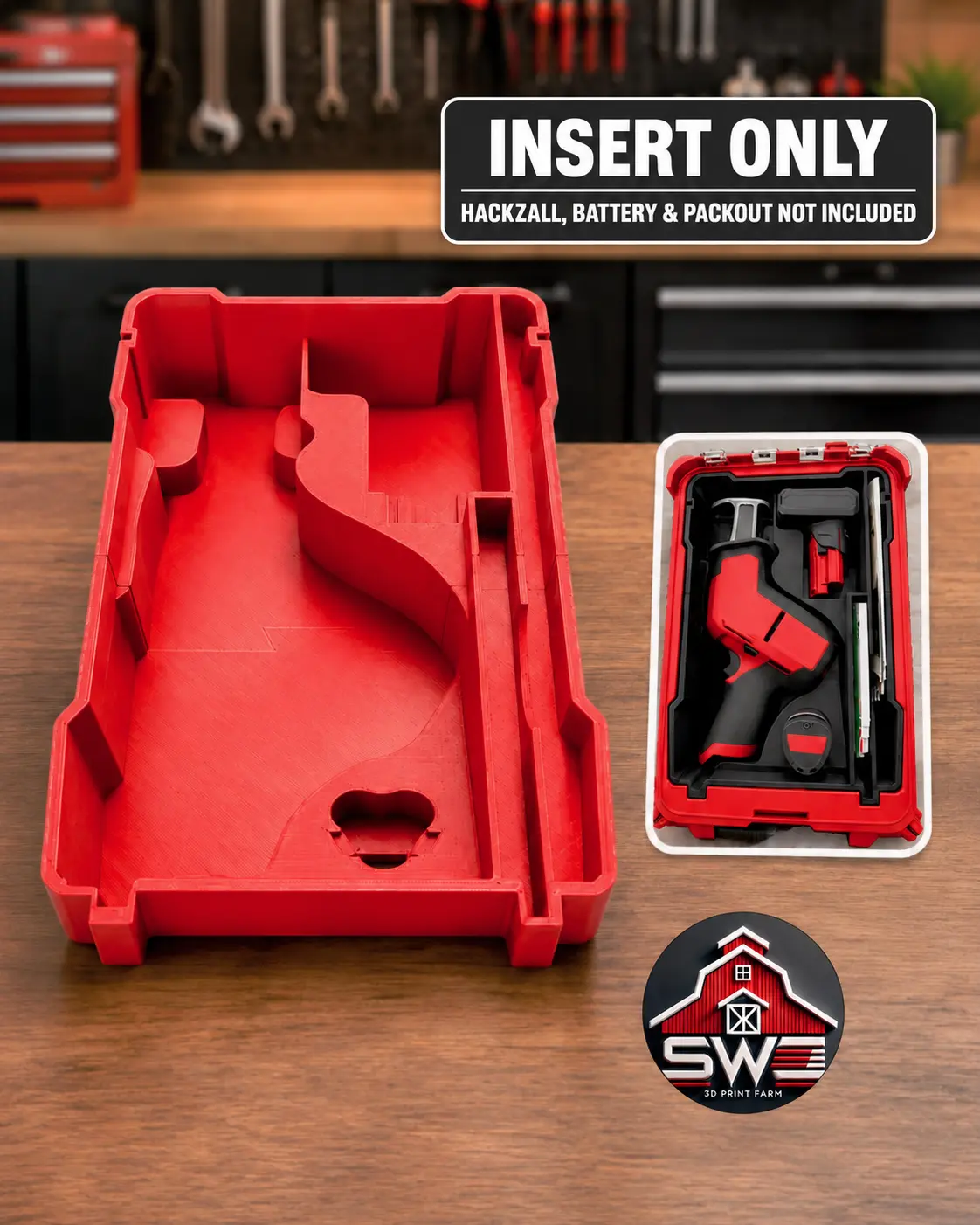 M12 Hackzall 2520 & 2420 Organizer Insert with Blade Storage for Milwaukee Packout 48-22-8435 — INSERT ONLY