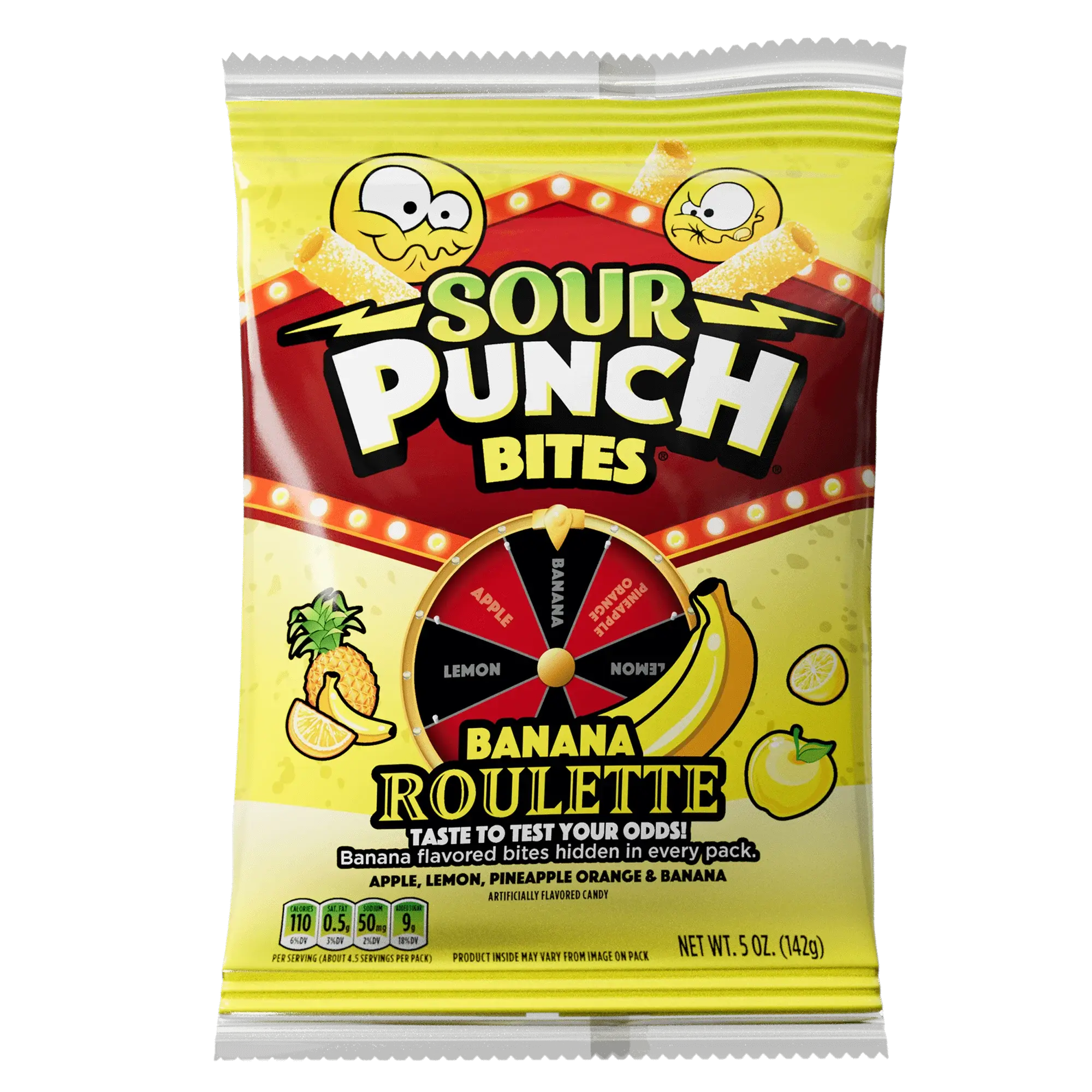 Sour Punch Banana Roulette Bites, 5oz Bag Sour Punch Banana Roulette Bites, 5oz Bag