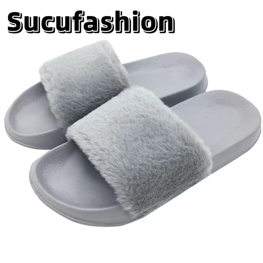 Sucufashion Women's Short Hair Slippers Daily Light Outdoor Home Walking Shoes Girl Footwear with Arch Support & Non-Slip Rubber Sole