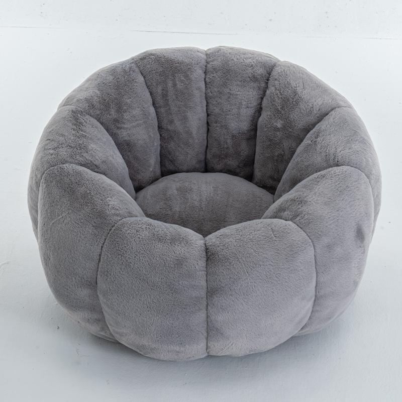 Eyisean 45" Fluffy Bean Bag Chair for Adults with Floral-Shaped Backrest, Comfy Soft Cloud Reading Chair with Faux Fur & Foam, Lazy Lounge Single Sofa for Bedroom, Living Room, Apartment