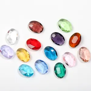 【NO Hole NOT Bead】10x14mm Transparent Glass Crystal Oval Pigeon Egg Glitter Rhinestones Strass Diamonds Nailart Accessories DIY Craft Decorations for Dress Jewelry Making Charms Home Decor