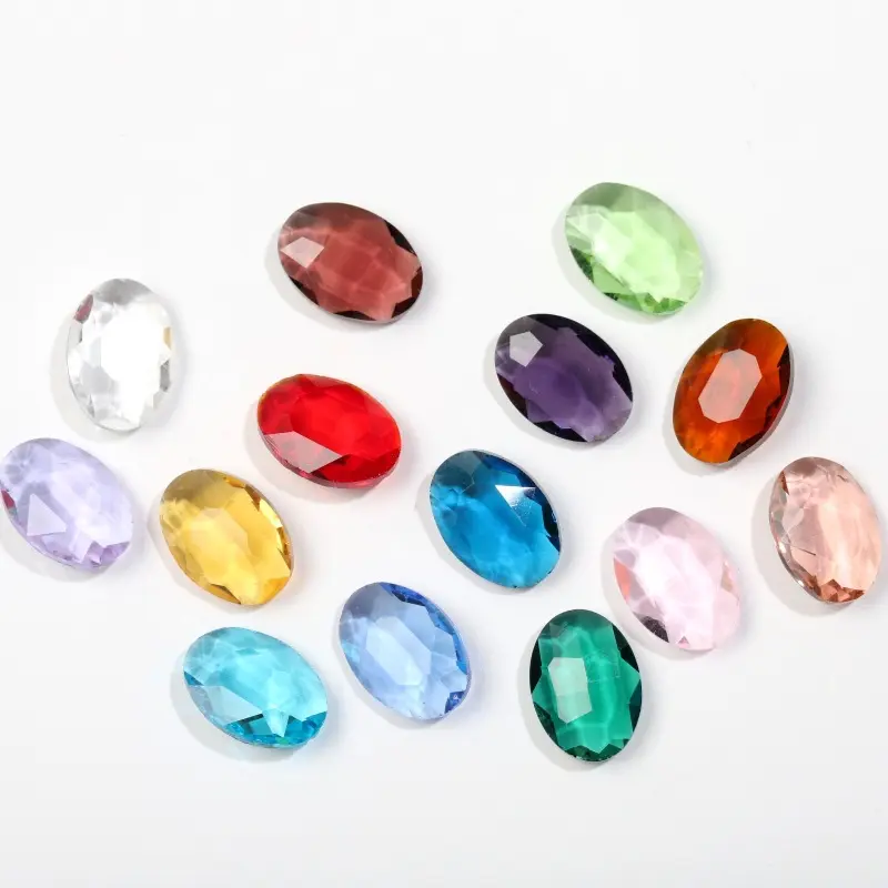 【NO Hole NOT Bead】10x14mm Transparent Glass Crystal Oval Pigeon Egg Glitter Rhinestones Strass Diamonds Nailart Accessories DIY Craft Decorations for Dress Jewelry Making Charms Home Decor