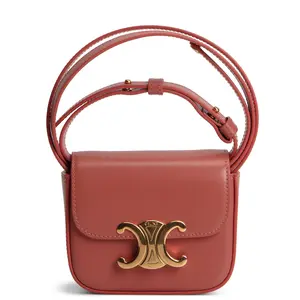 Pre-owned Celine Smooth Calfskin Leather Crossbody Bags Triomphe Claude Mini Terracotta