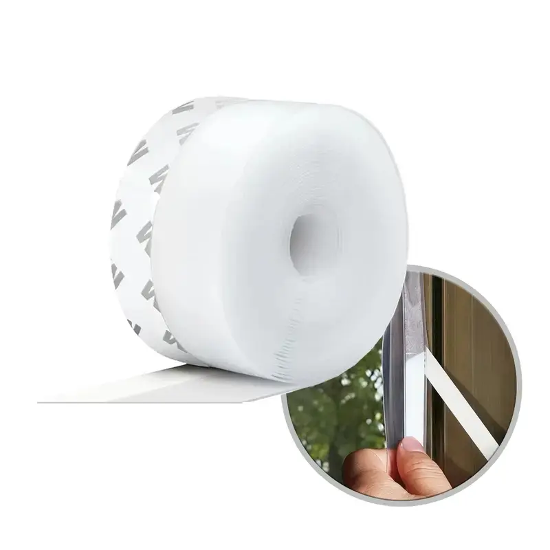 Door Weather Stripping 16.4Ft (5M) x 1.38in, Self-Adhesive Draft Stopper & Anti Draft Insulation Seal Tape, Weather Strip for Doors, Windows, Shower Doors & Door Gaps, Easy Trim to Fit, Home Seal