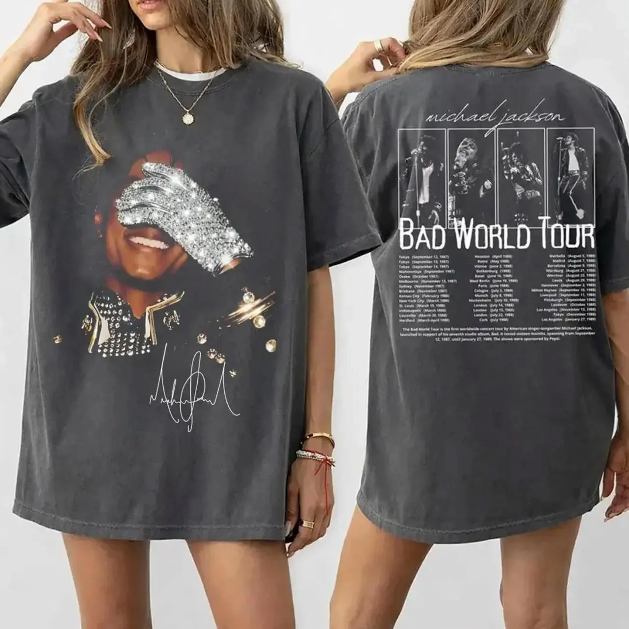 2 Side Michael Jackson Bad World Tour 1987 T-Shirt, Sweatshirt, Hoodie, Vintage King of Pop Concert Outfit, Retro Bootleg Music Tee, King Of Pop Unisex Fan Gift 324