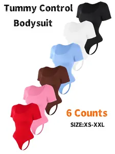 Women's Plain Square Neck Thong Shapewear Bodysuit, Tummy Control & Butt Lifting, All-Seasons Wearable Women's Intimates & Shapewear，Women's Seamless Shapewear