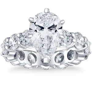 Certified 8Ct TW Pear Diamond Eternity Engagement Ring in 14k Gold Lab Grown