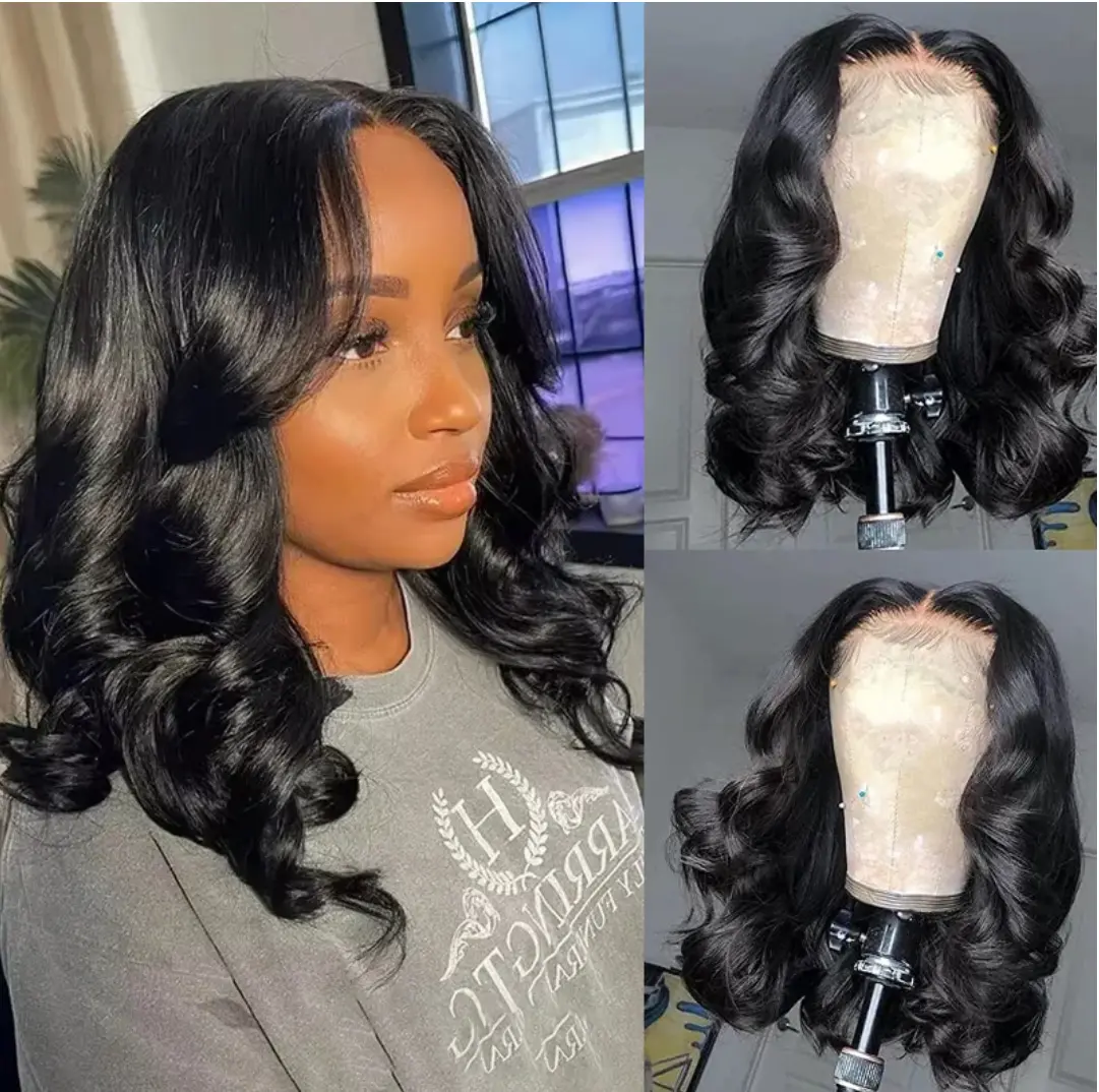 Bling Hair 13x6 Glueless Short Body Wave Wig Human Hair Pre  display picture 1