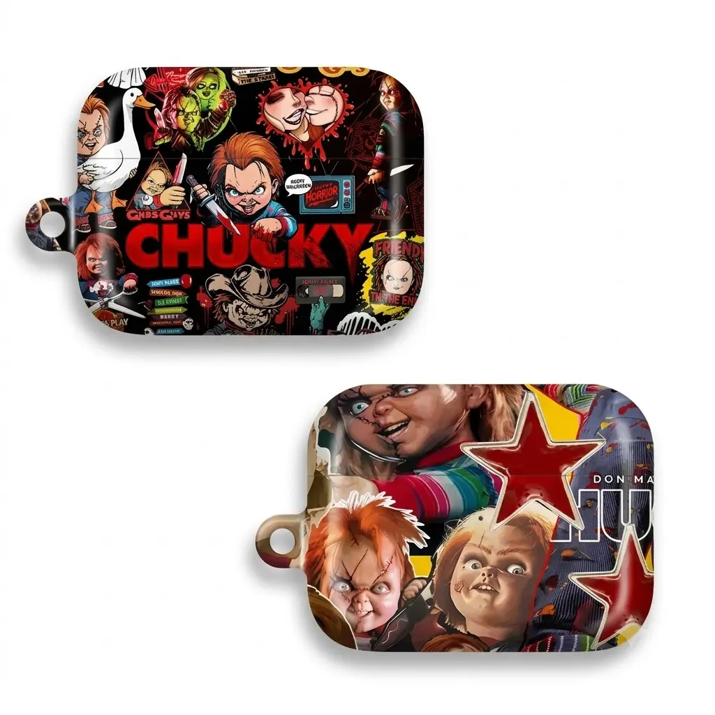Vintage Horror Doll AirPods Case, Dark Spooky Collage Shockproof Earbuds Cover For AirPods 1-4 And Pro