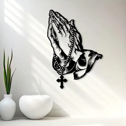 Vintage Praying Hands Metal Wall Art, Vintage Design Art Wall Decoration, Decoration Items, Hanging Wall Art, Decorative Artwork, Rust-Resistant Religious Decor for Chapel, Study Room or Home, Home Decor Supplies, Gift for Believers