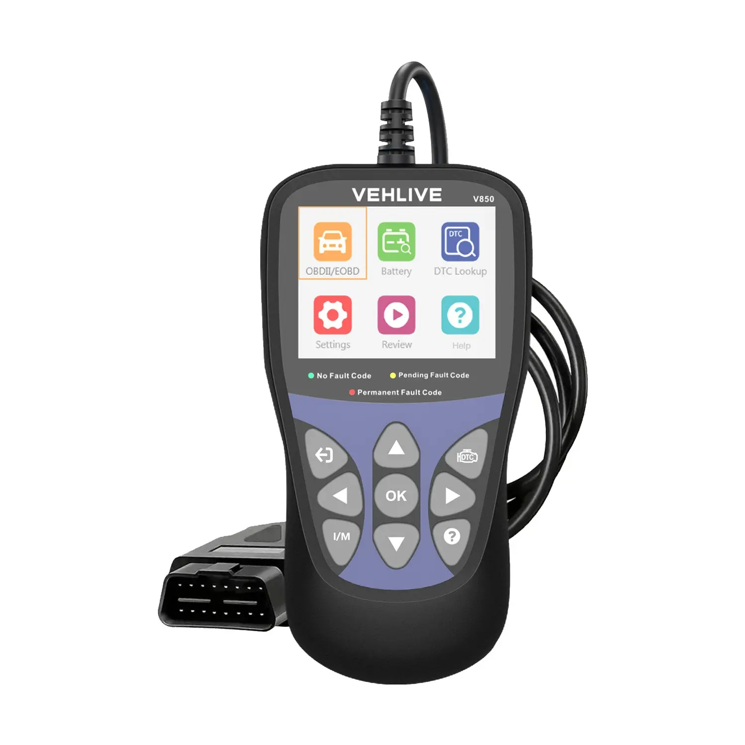 VEHLIVE V850 Handheld OBD2 Scanner Diagnostic Tool - ABS Plastic Code Clearer for 1996+ OBDII Vehicles with High-Res Screen, Check Engine Light Reset, I/M Readiness, Battery Testing, Live Data View, CAN Diagnostics, Handheld Tool