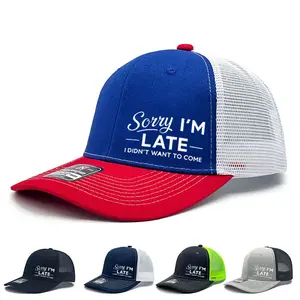 Unisex Sorry I'm Late I Didn't Want to Come Trucker Hat, Funny Embroidered Mesh Back Baseball Cap for Men Women, Adjustable Snapback