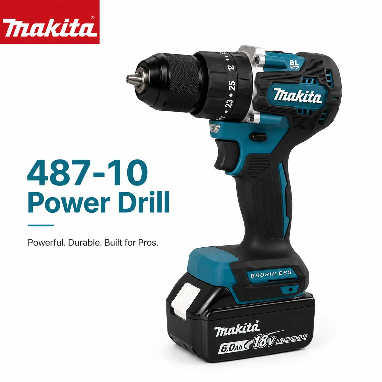 Makita 487-10 Lightweight Portable Drill Driver Power Tool Kit, Designed For Outdoor Fence Assembly, Furniture Installation And Household Wall Drilling For Backyard And Garage DIY Hobbyists, With Battery And Charger