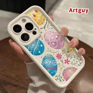 Phone Case for iPhone 17 Pro Max 16 Plus 15 14 13 12 11 Air E Easter egg charm Full Body Protection Shockproof Soft Silicone Cover