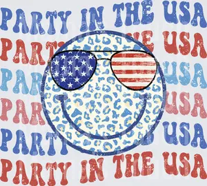 Party In The USA Patriotic Smiley Face with American Flag Sunglasses