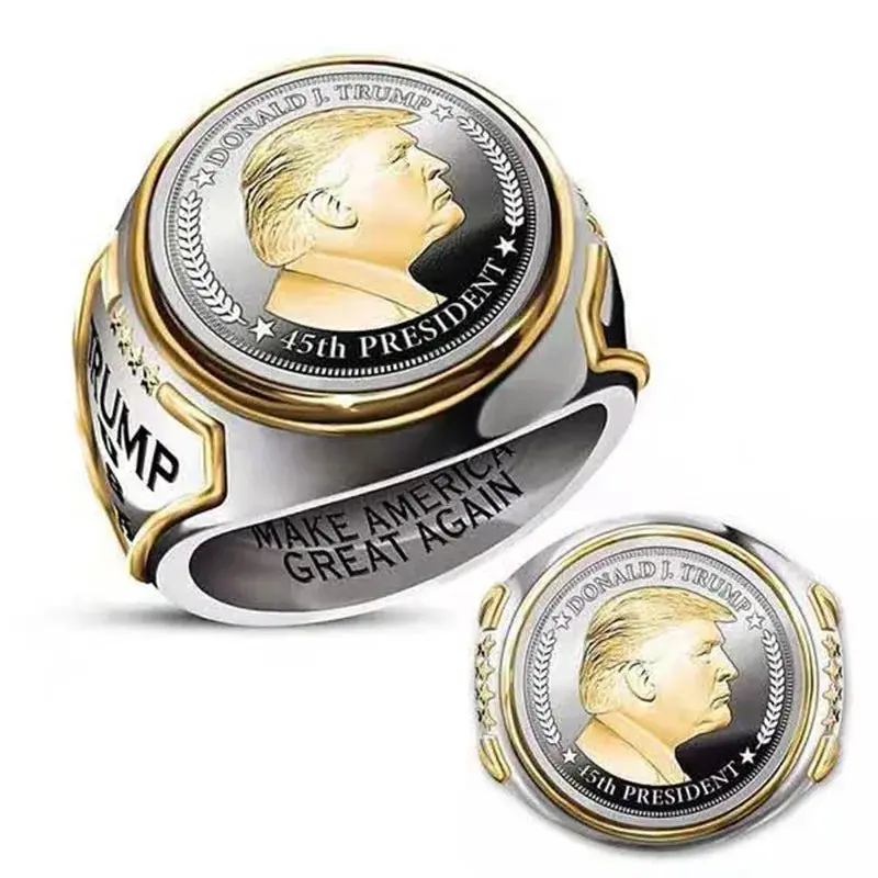 Trump "Make America Great Again" Engraved Ring - Unisex Fashion Jewelry - Political Supporter Statement Ring in Lead-Tin Alloy