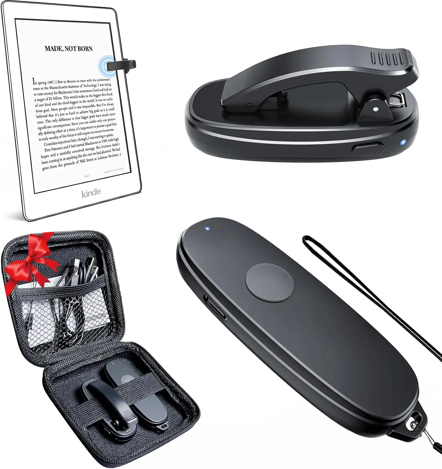 Kindle Page Turner Remote with 1 Clip and Storage Case, Black