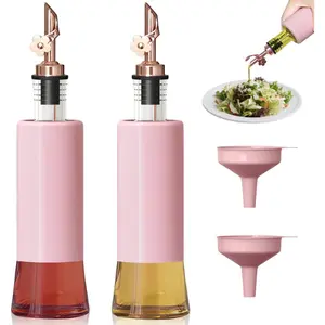 Olive Oil Dispenser for Kitchen, Oil & Vinegar Set of 2, Rose Gold Stainless Steel Spout, Pink Decor, 300ml, Meat Tenderizer Machine