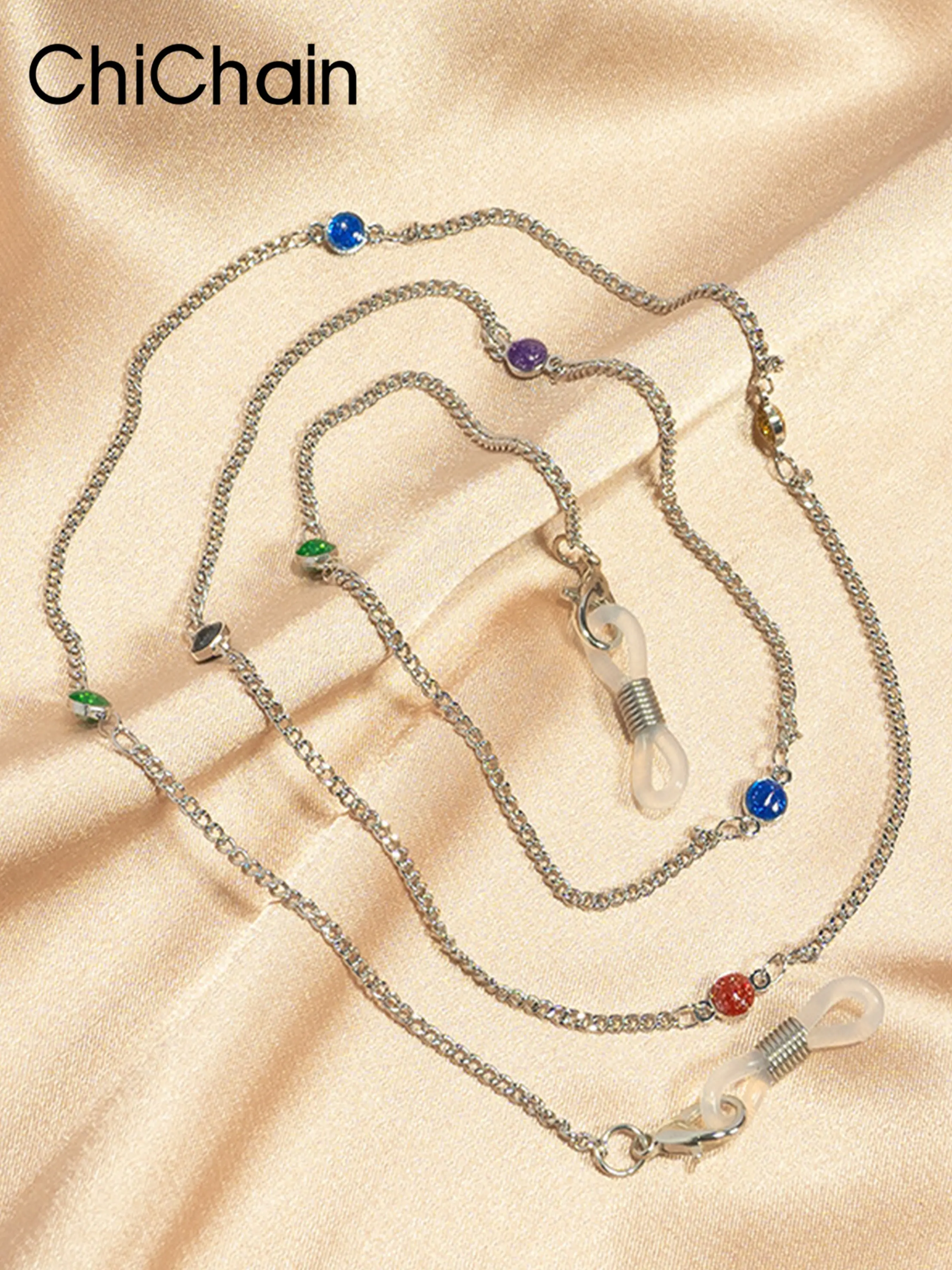 Metallic Beaded Eyeglass Chain, Drip Oil Mask Holder, Fashionable Cross-Border Accessory, Single Pack, Stylish Metal Link Design