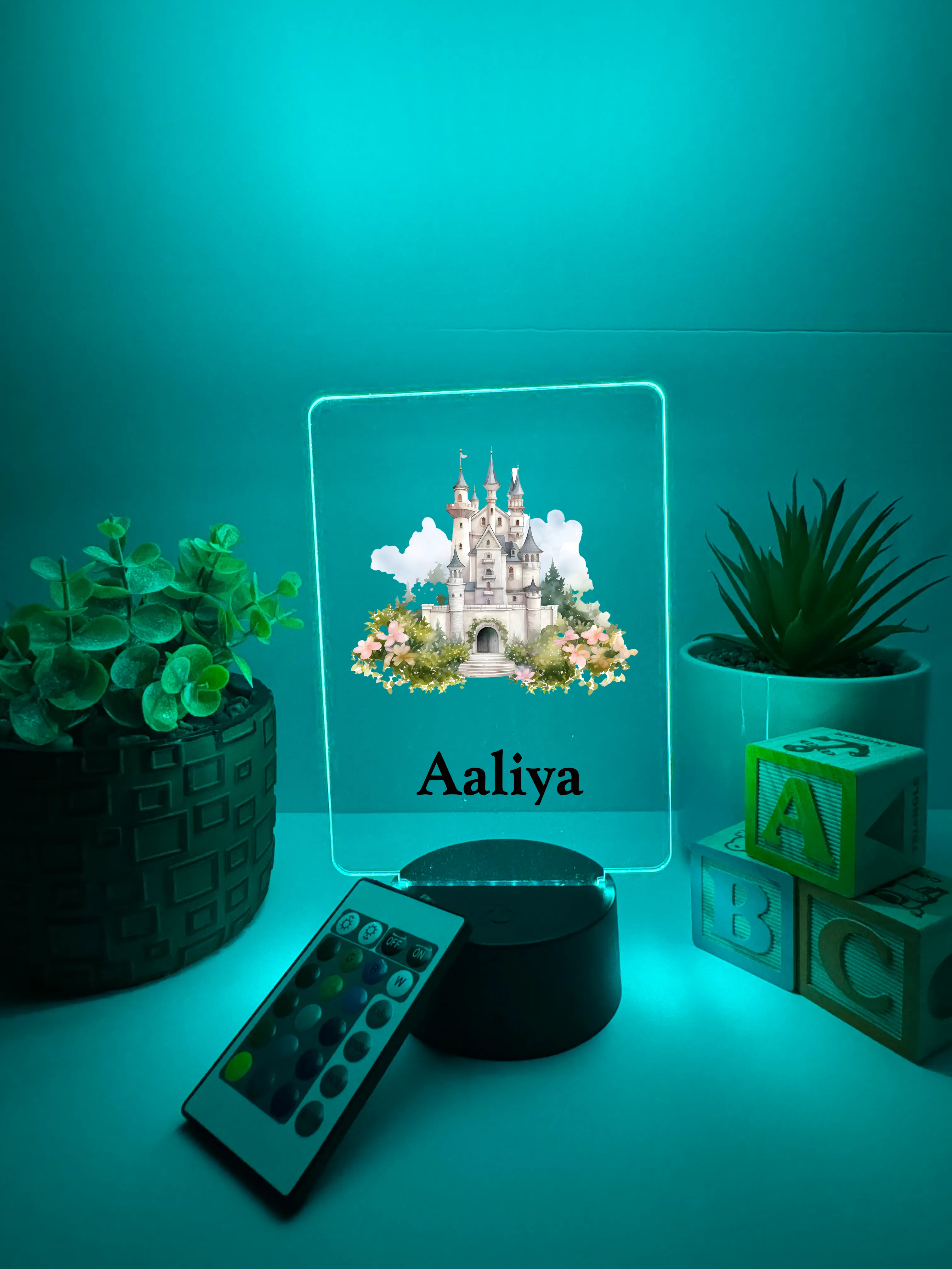 Princess Castle, Rainbow, LED Night Light Birthday Gifts For Toddlers, kids, Baby, Newborn, Girl, Christmas Present, Baby Shower, Bedroom Decor, FREE Personalization, 16 Color Options light with remote included, Made in USA, Push Gift Nursery Decoration