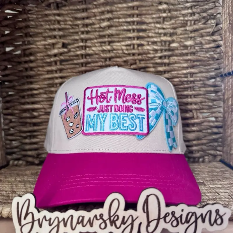 Hot mess just doing my best canvas trucker hat
