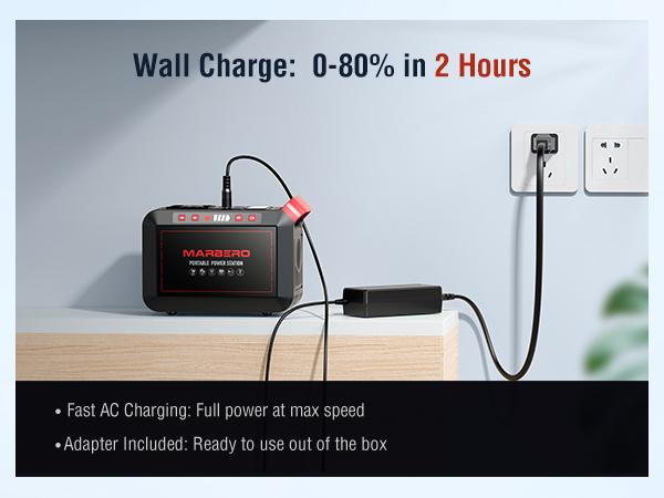 MARBERO 237Wh Solar Generator with 60W Solar Panel Portable Power Station with 2 x 300W AC Outlets (375W Surge) 8 Output Ports Pure Sine Wave for Home Camping Essentials Emergency