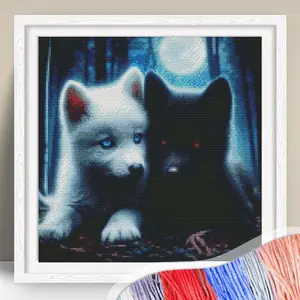 Dog Pattern Cross Stitch Kit, DIY Cross Stitch Kit for Beginners, Cross Stitch Printed Canvas, Handmade Gift for Beginners