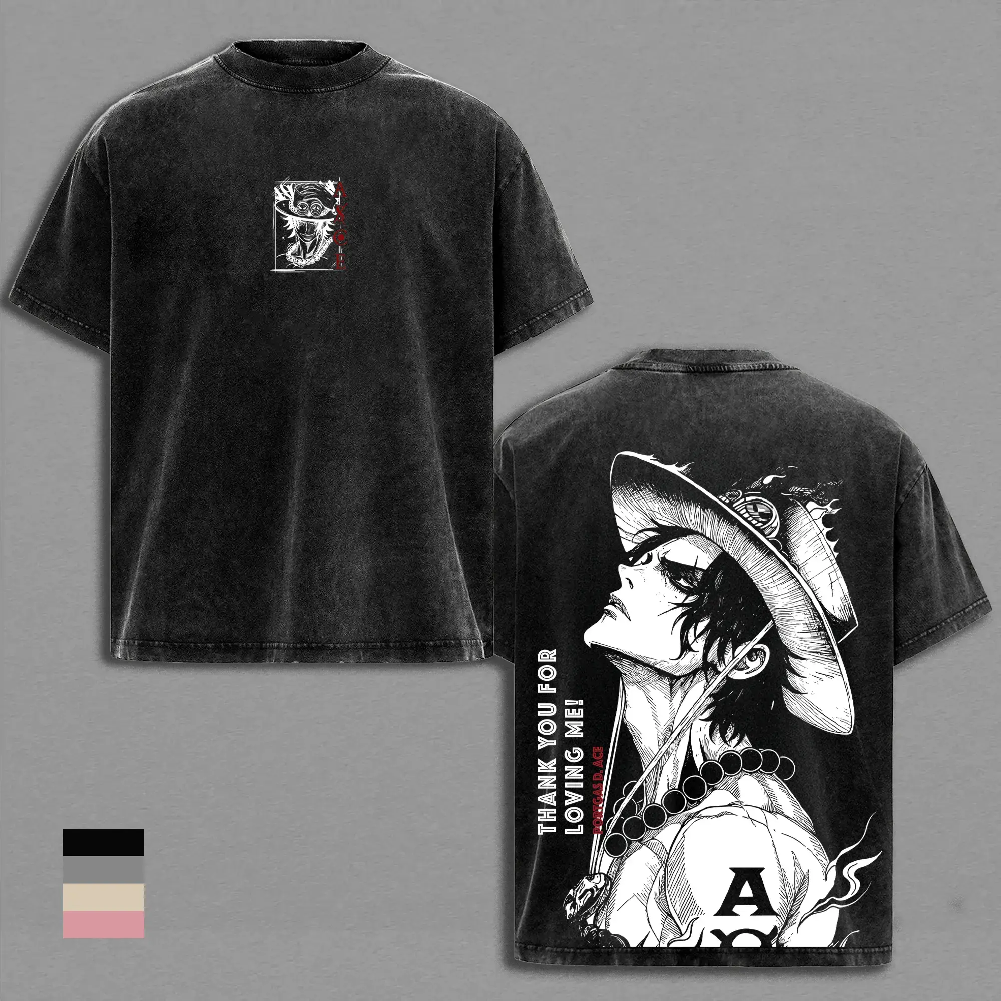 Portgas D Ace One Piece Anime Graphic Tee Vintage Washed Shirt Unisex Streetwear Ace Anime Shirt One Piece Shirt Fire Fist Ace Tee Anime Clothing Gift for Anime Lovers Fans