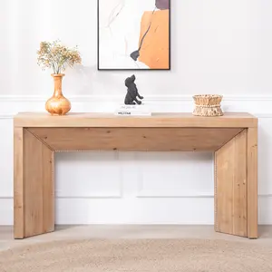 62" Modern Rustic Console Table – Solid-Look Engineered Wood Entryway Table