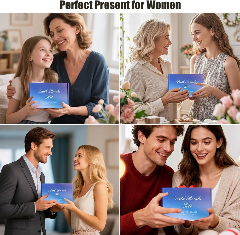 Bath Bombs for Kids and Women, 24 Natural Handmade Bath Bomb Gift Set, Bubble Bath Bombs - Perfect Self Care Relaxing Spa Gifts for Women