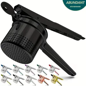 15oz Heavy-Duty Stainless Steel Potato Masher - Ergonomic Handle = Easy Mashing |   Perforated for Fluffy Mashed Potatoes/Sweet Potatoes/Rice |   Quality Kitchen Tool