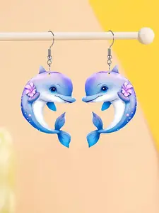 Cute Dolphin Design Dangle Earrings, Fashionable Jewelry for Women & Girls, Trendy All-match & Exquisite Jewelry for Birthday Gift, Dainty Fashion Jewelry