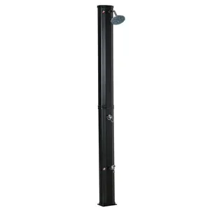 7ft Outdoor Solar Heated Shower with 360 Rotating Shower Head, Foot Shower Faucet, Temperature and Pressure Adjustable, Holds 9.2 Gallons for Backyard Pool