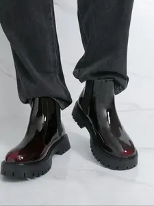 Men's Round Toe Thick Sole Rubber Chelsea Boots, Stylish Casual Shoes for Daily Wear, Comfortable and Durable Footwear for Men
