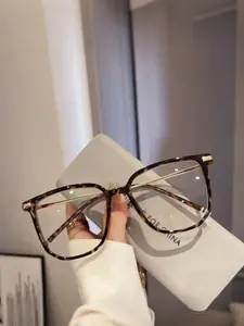 Fashionable Large Frame Women's Glasses, Lightweight Comfort, Leopard Pattern Eyeglasses, Suitable for Office, Reading, Computer, TV, Phone, Gaming, Daily Wear