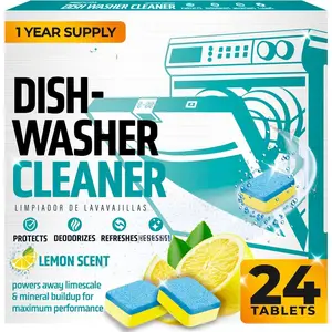 Dishwasher er And Deodorizer 24 Pack - 1 Year  Deep  Dishwasher er Tablets, Septic Safe Dishwasher ing Tablets, Dish Washer er To Remove Limescale, Mineral Buildup, Odor