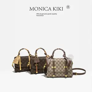 Monica Qiqi Vintage Color-Block Simple Shoulder Crossbody Bag for Women, Foreign Trade Cross-Border 2025 New Trendy Korean Version Versatile Purse Leather Satchel crossbodybagwomen shoulder bags work bag