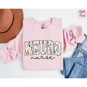 Floral Neuro Nurse T-Shirt or sweatshirt , Floral Neuro Department Nurse Shirt, Nurse Practitioner T-Shirt , Neuro Nurse Sweater Cotton Fabric