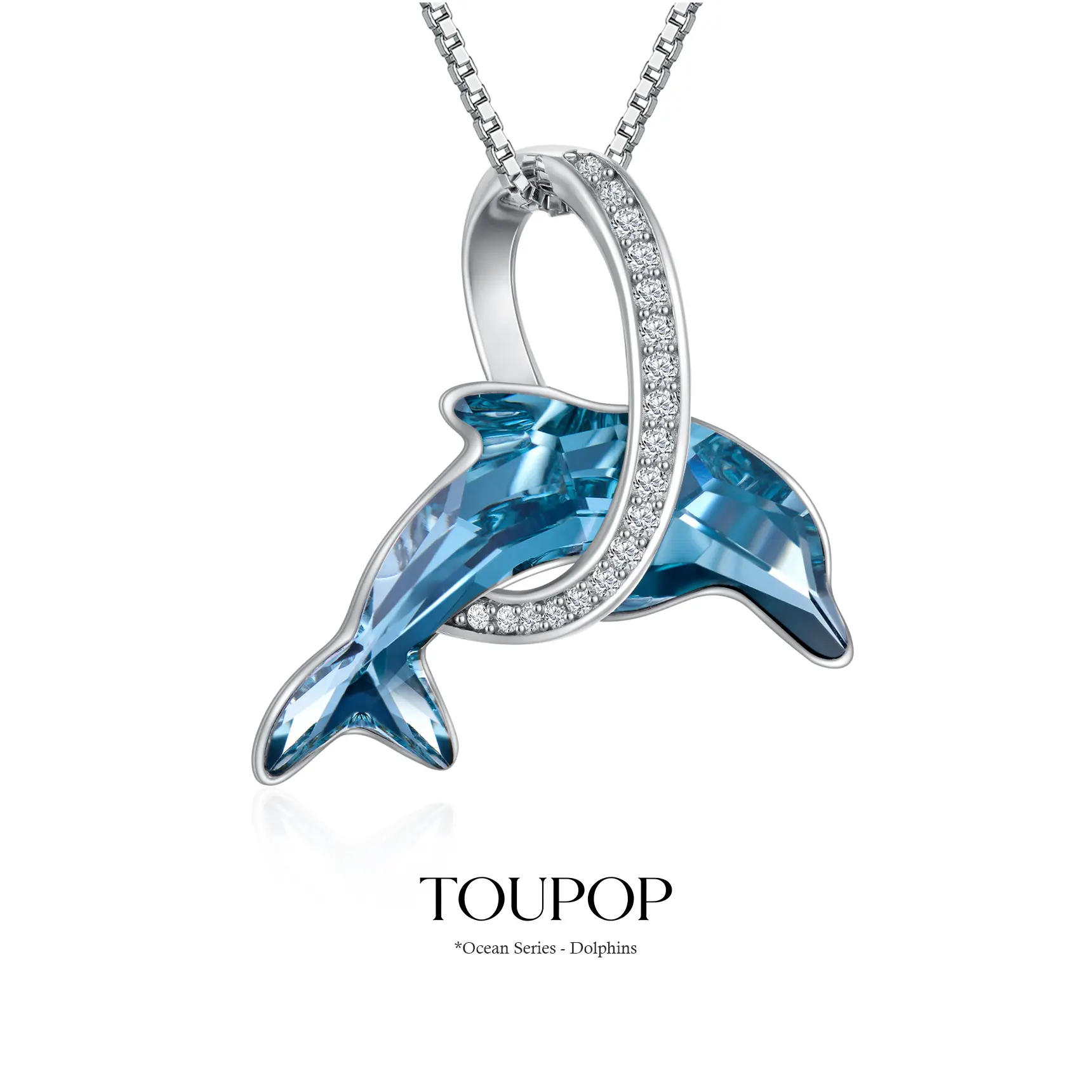 TOUPOP Dolphin Gifts for Women Sterling Silver Crystal Dolphin Jewelry Birthday Valentines Day Gifts for Women Her Mom b0