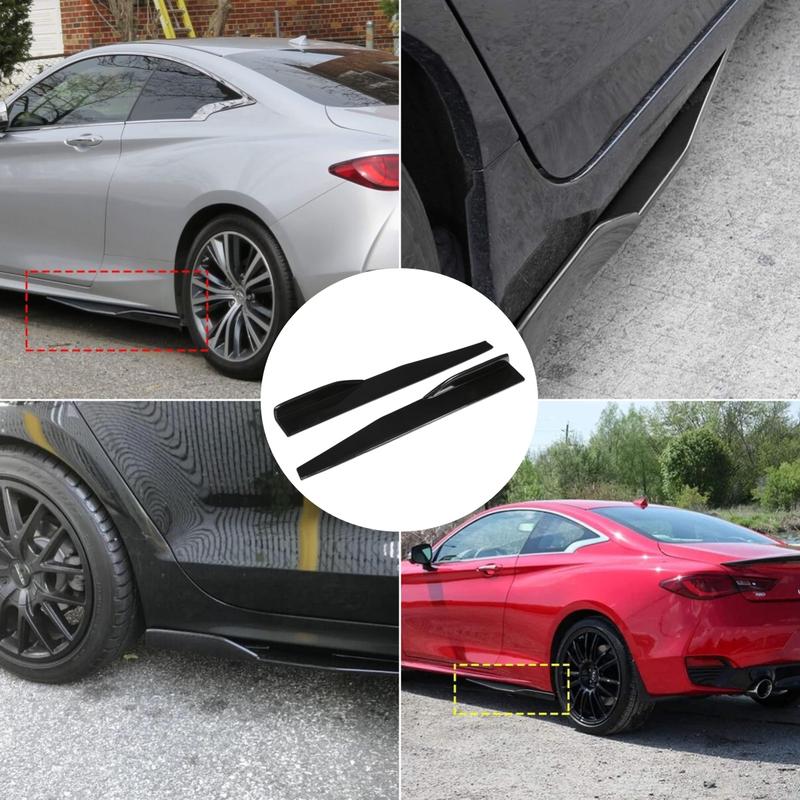 Glossy Front Bumper Lip Kit, Universal Car Bumper Protection Kit - Adjustable 4-Section Front Bumper Lip, Black Chin Spoiler Splitter, Rear Lip & Side Skirt, Easy Install & Durable Design, Fits Honda Toyota Mazda Nissan Ford Mercedes-Benz Hyundai Subaru