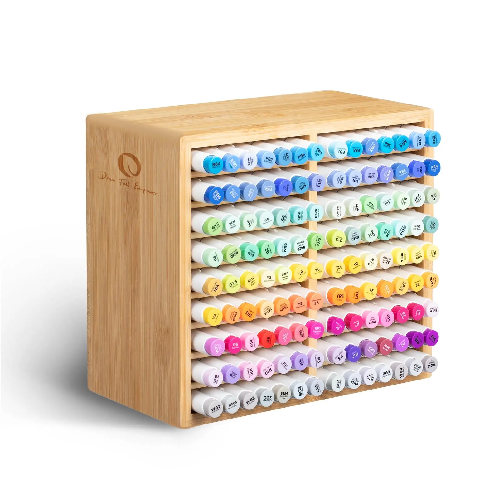 Ohuhu Bamboo Marker Organizer Marker Organizer: Desktop Storage Hold 126/224 Markers for Honolulu Oahu Series of Ohuhu Markers, Pens Pencils Stationary Organizer Holder with 18/32 Compartments - Organizer Series of Ohuhu