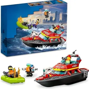 Floating Fire Rescue Boat Building Set, Pretend Play Toy for Kids, Perfect Birthday Gift