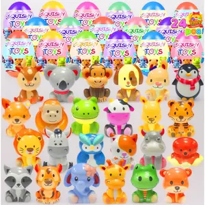 24 Pack Prefilled Easter Eggs with Animal Squishy Toys Slow Squeeze Toys for Kids Girls Boys Easter Basket Stuffers Party Favors Gifts Easter Egg Fillers